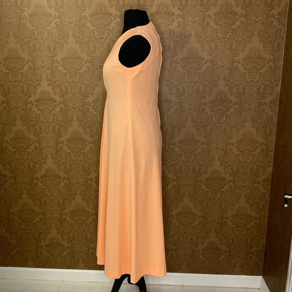 Vintage 70s Grecian Peach Union Label Maxi Hostess Dress - Picture 4 of 11